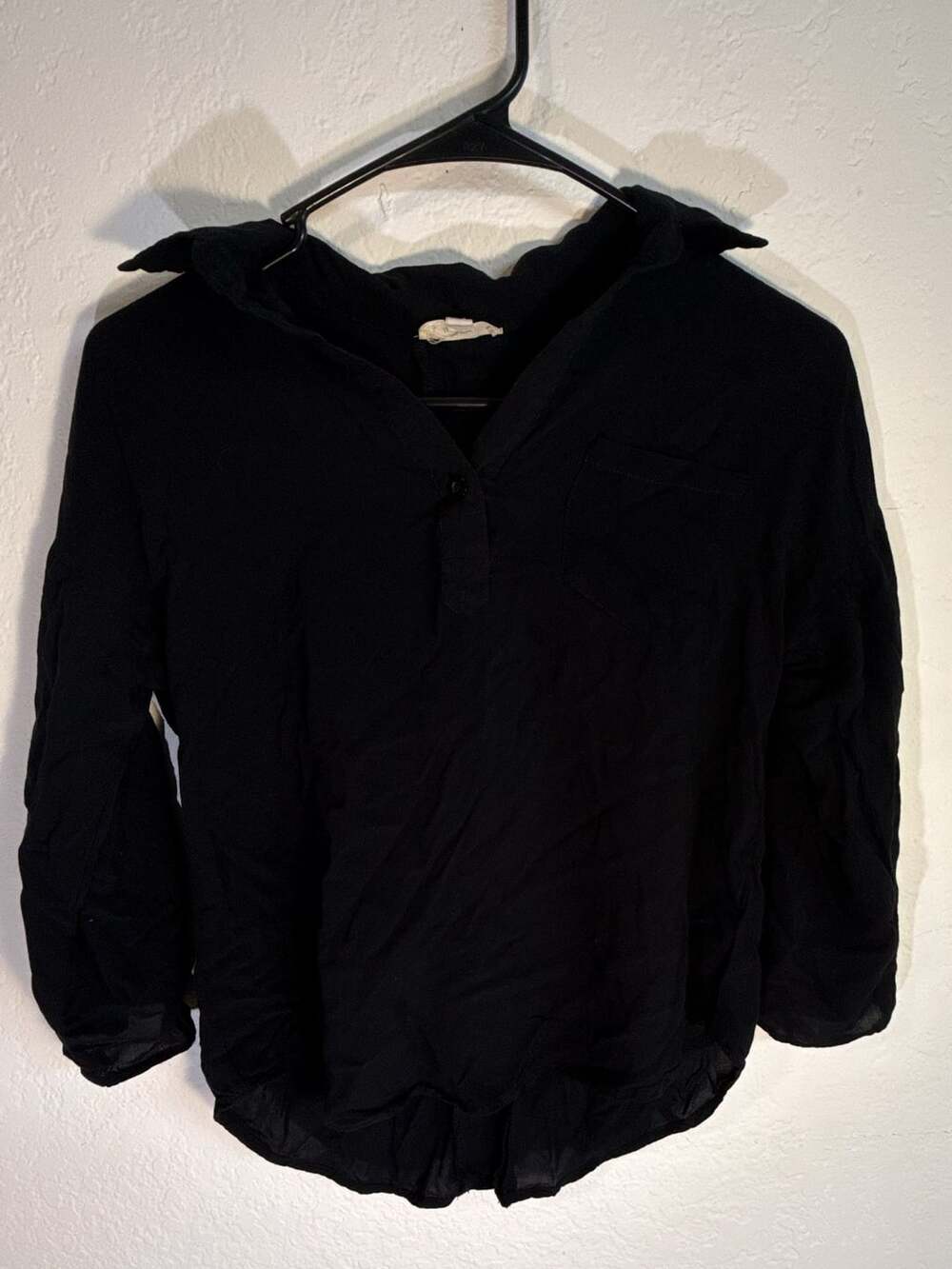 Mine Blouse Size S Black Button Up Corset Back